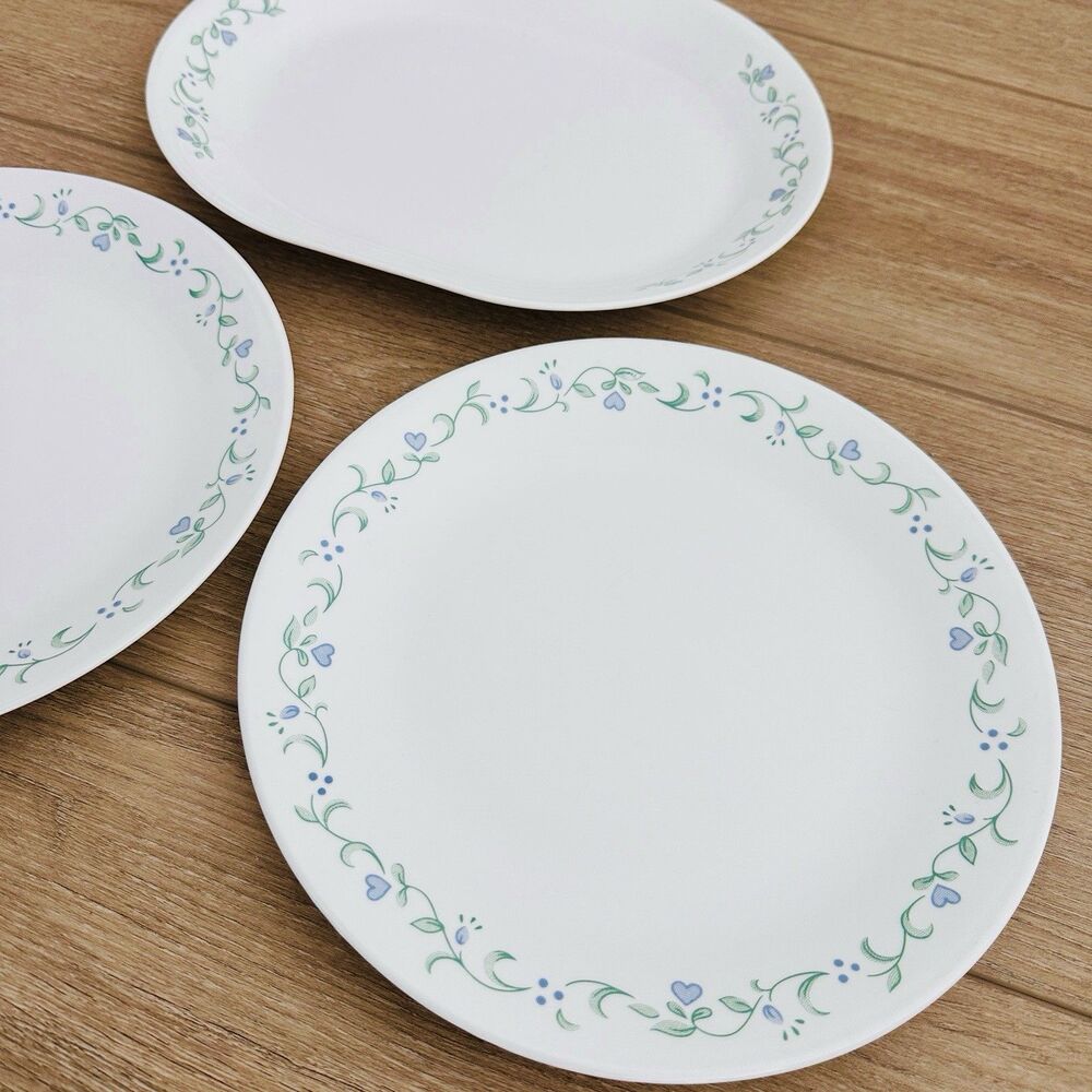 3 Corelle Country Cottage 10.25" Dinner Plates Serving Platter Floral Hearts